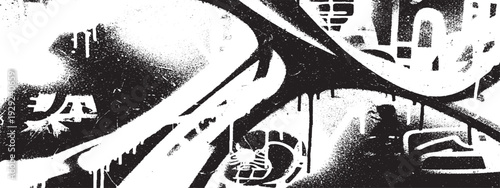 Abstract Graffiti Art: A dynamic black and white graffiti design, evoking the raw and edgy spirit of urban art.