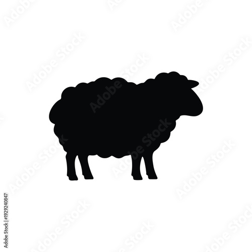 Sheep silhouette icon vector flat design.