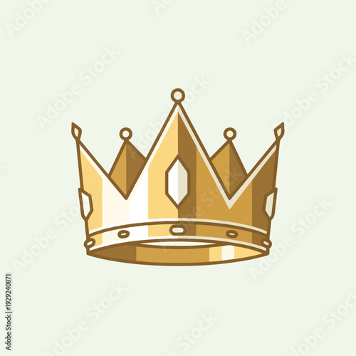 A regal golden crown with multiple triangular peaks and gem details