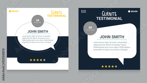 Client testimonial social media post design and square web banner template. Post Layout Design Template