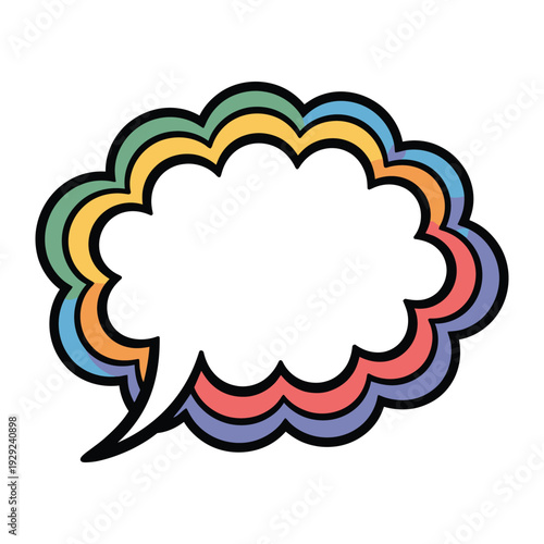 Bubble of Colorful Thought: A vibrant and layered speech bubble, filled with potential for conveying messages, ideas, and dialogue. Representing imagination, communication, and creative expression.