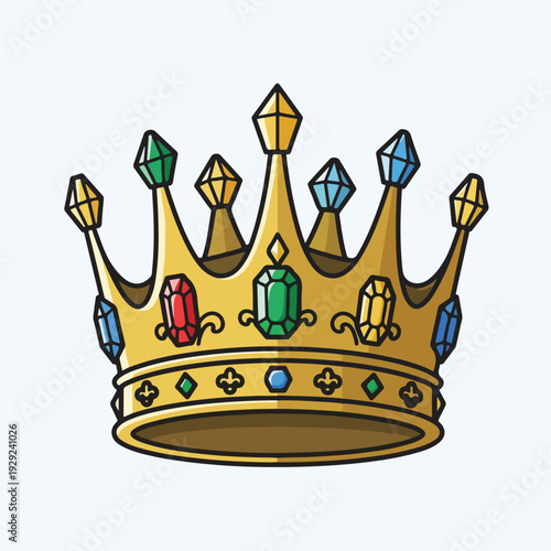 A regal illustration of a golden crown adorned with colorful gems