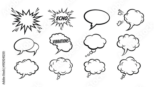 Comic Speech Bubbles: A collection of dynamic and expressive comic speech bubbles, perfect for adding visual interest and conveying thoughts, dialogue, and emotions in various creative projects.