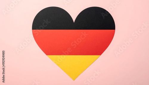 Free Download Heart-Shaped German Flag with Black, Red, and Gold Horizontal Stripes on a Soft Pink Background - GFXLoad