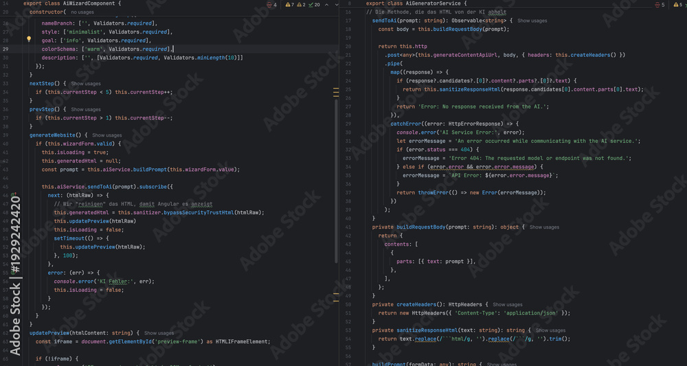 Foto Angular TypeScript Dual Screen Code Screenshot for Developers