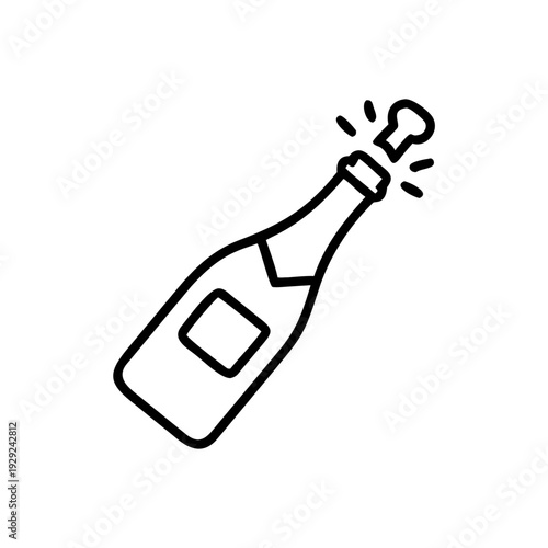 Champagne bottle popping cork with sparkling effect 