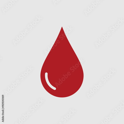 Red Blood Drop Icon on Gray Background