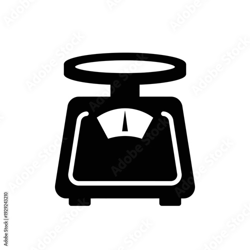 Black kitchen scale icon, simple graphic illustration