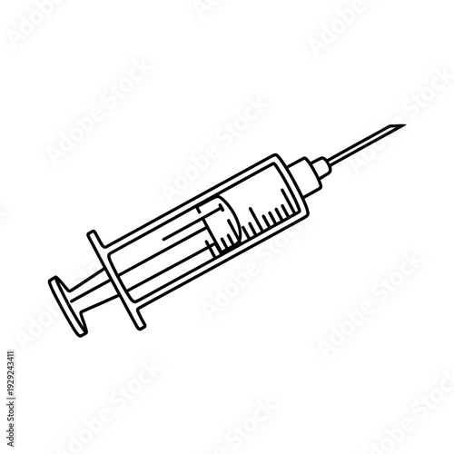 Hand-drawn syringe icon on white background