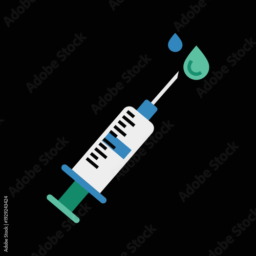 Flat Medical Syringe Injecting Droplets