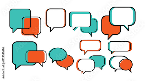 Dialogue Bubbles: A vibrant collection of dialogue bubbles, perfect for conveying conversations, thoughts, and ideas in a dynamic and visually appealing manner.