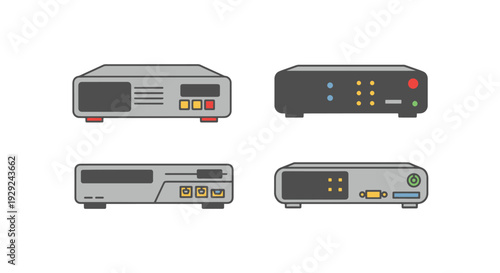 NVR Recorder Line clean color concept illustration