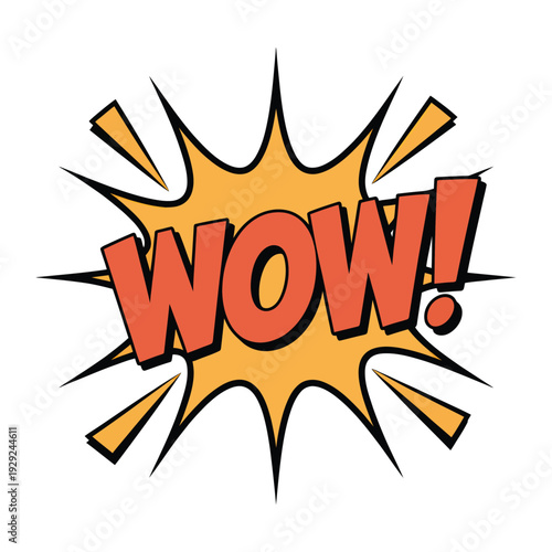 Comic WOW effect: An illustrated WOW exclamation, a visual expression of amazement, shock, or surprise in a vibrant, dynamic comic style.