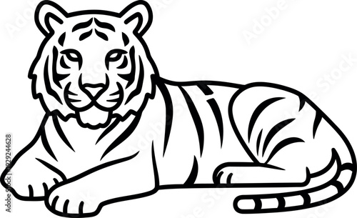 Lying Tiger Illustration, Relaxed Predator, Jungle Cat