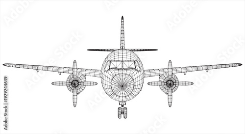 Airplane Blueprint Design – Aviation Engineering Technical Drawing and Aircraft Schematic