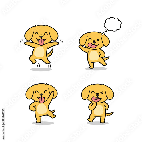 Cartoon dog character showing different emotions on white background