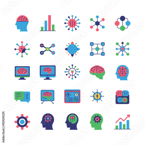 AI and Data Science Flat Icons Set artificial intelligence