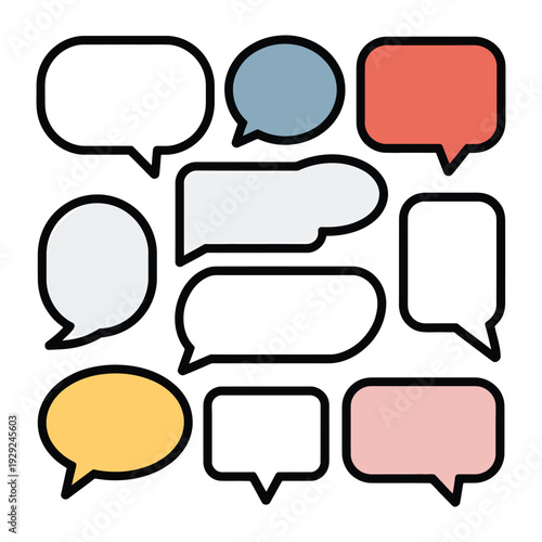 Multitude of Voices: A diverse collection of speech bubbles, each in a unique shape and color, symbolizes a multitude of voices and conversations.