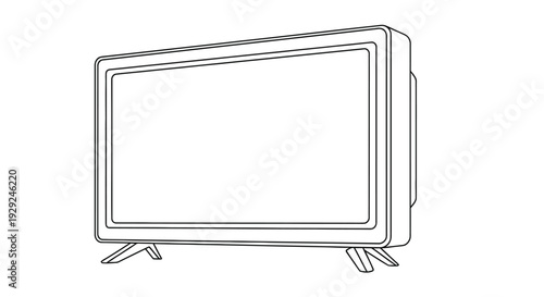 Simple line drawing of a retro television set with small legs
