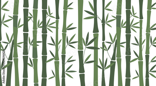 Seamless bamboo pattern illustration, green bamboo forest background, minimalist botanical vector design, natural asian inspired wallpaper