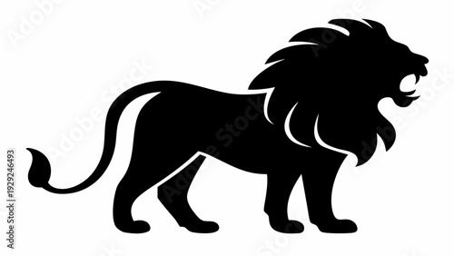 Majestic lion standing proudly with open mouth