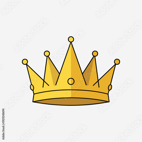 A simple, cartoonish golden crown with five points and a plain design