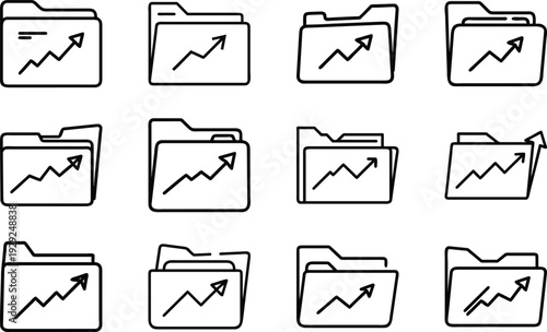 Set of 12 business folder icons vector