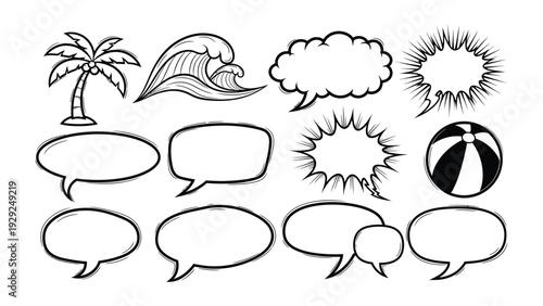 Speaking of the Sea: Hand-drawn elements evoke the refreshing feel of summer, with thought bubbles symbolizing thoughts and ideas, inviting viewers to explore new communication possibilities.