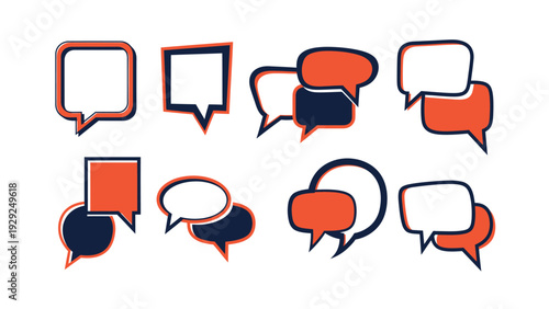 Communicating thoughts through speech bubble icon design: A vibrant collection of speech bubbles representing various forms of communication. Featuring a diverse range of shapes and styles.