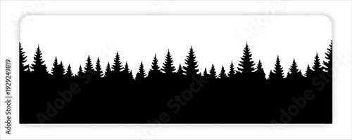 Seamless silhouette forest landscape with multiple rows of pine trees web design