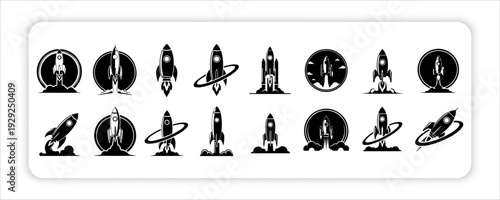 Collection of modern, rocket, launch, vector, logo, designs, for startups, and web design,