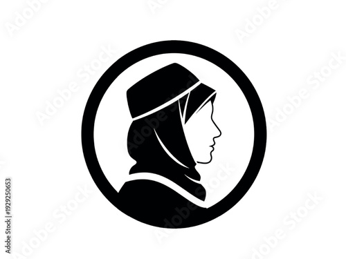 Medieval nun's profile silhouette