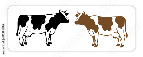 Cow silhouette set, cattle bull vector icons, farm animal profile collection, grazing livestock silhouettes, isolated black heifer figures, web agriculture design