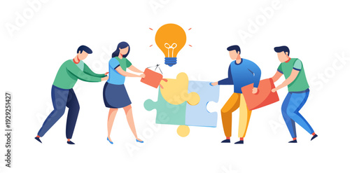 People searching for creative solutions. Teamwork business concept. Modern vector illustration of people for web design .vector icon
