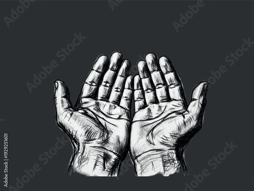 A pair of hands with palms facing forward and fingers spread apart
