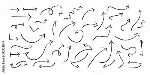 Collection of hand drawn arrows pointing in various directions
