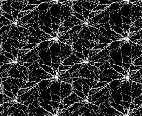 A seamless pixel background with lightning in the night sky.