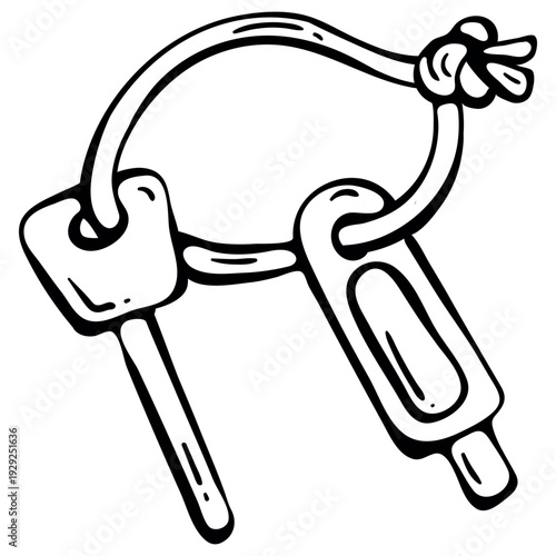 Ferro Rod Flint Fire Starter for Camping. Hand Drawn Doodle Icon.