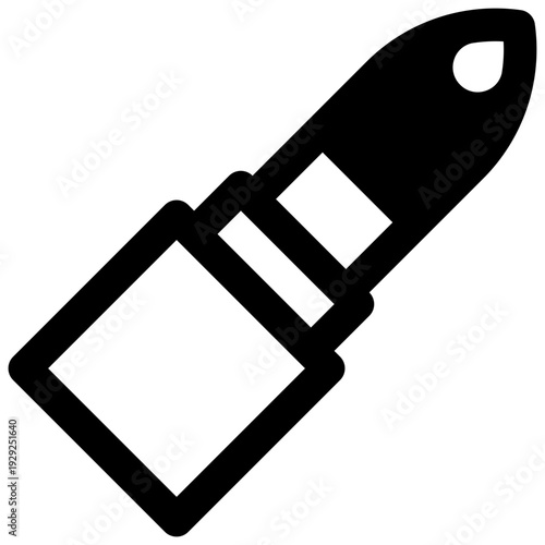 Lipstick. Outlined stroke vector icon with black-filled details.