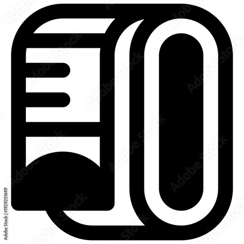 Measuring tape. Outlined stroke vector icon with black-filled details.