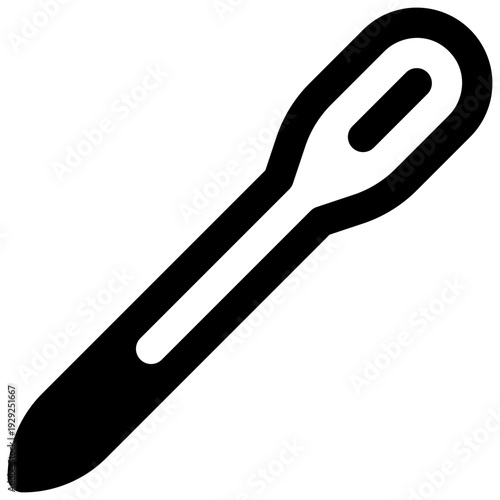 Needle. Outlined stroke vector icon with black-filled details.