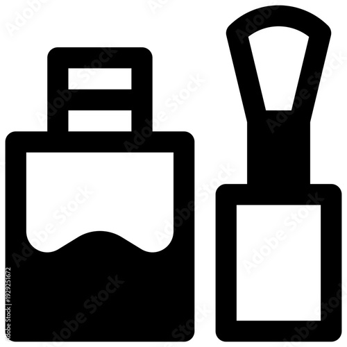 Nail polish. Outlined stroke vector icon with black-filled details.