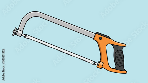 Manual hacksaw tool with a metal frame and handle for cutting through pipes and other hard materials in plumbing or metalworking.