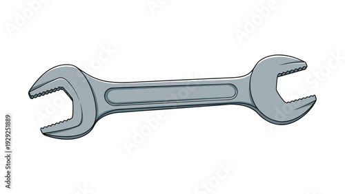 Double ended open wrench tool for tightening or loosening bolts and nuts in automotive repair or general mechanical maintenance tasks.