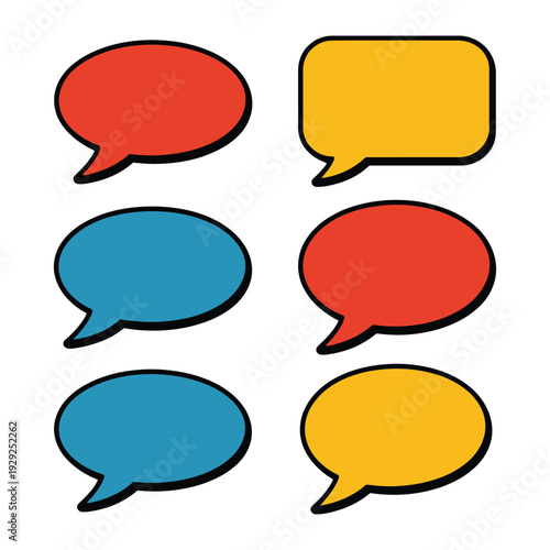 Communication Bubbles: A vibrant collection of colorful communication bubbles float, each one a unique shape, inviting thought and conversation.