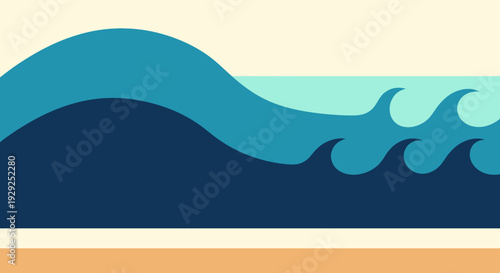 Wave Illustration Breaking on the Shore.