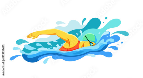 Yellow Surfboard Riding Ocean Wave Water.