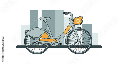 Modern Bicycle with Orange Accents and Basket.