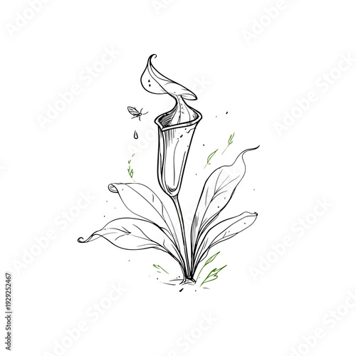 Minimal Carnivorous Pitcher Plant With Insect