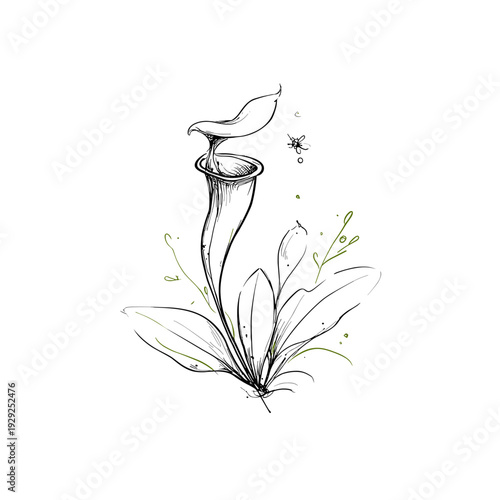 Minimal Carnivorous Pitcher Plant With Insect